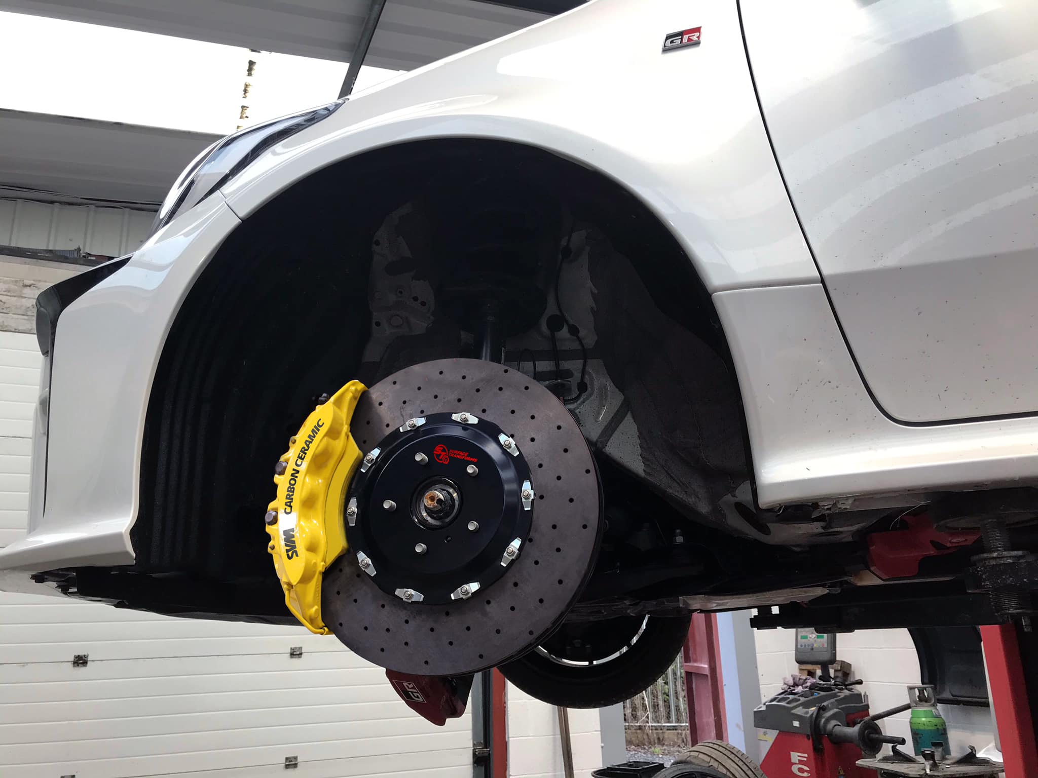 Upgraded carbon ceramic brakes on a GR Yaris